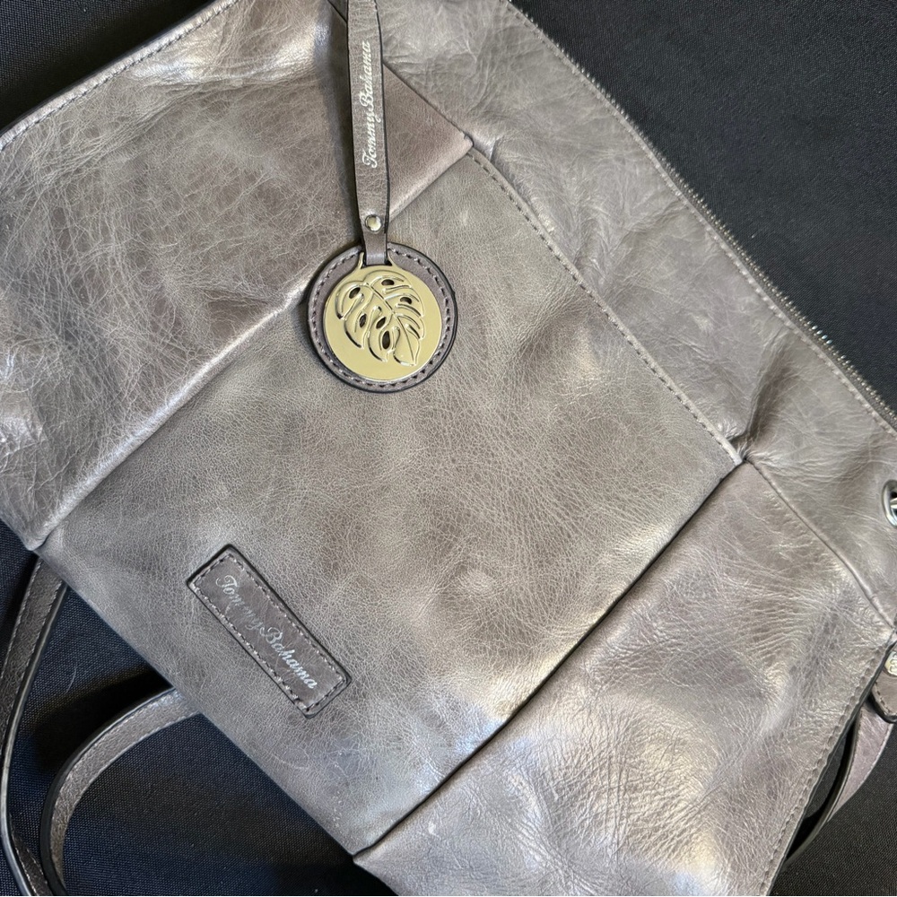 Tommy Bahama Elegant Grey Leather Bag
